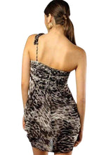 BCBGMAXAZRIA One shoulder Animal Print Silk Dress - Runway Catalog
