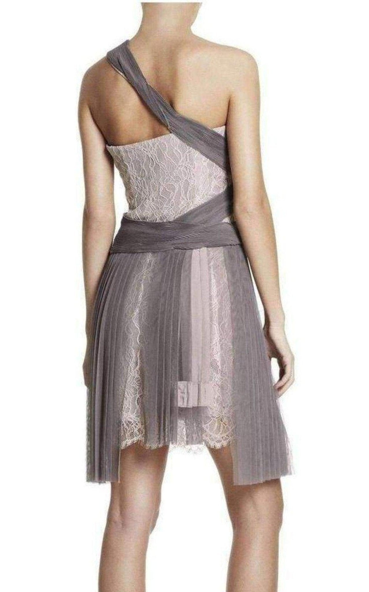BCBGMAXAZRIA Pleated Contrast Lace Dress - Runway Catalog