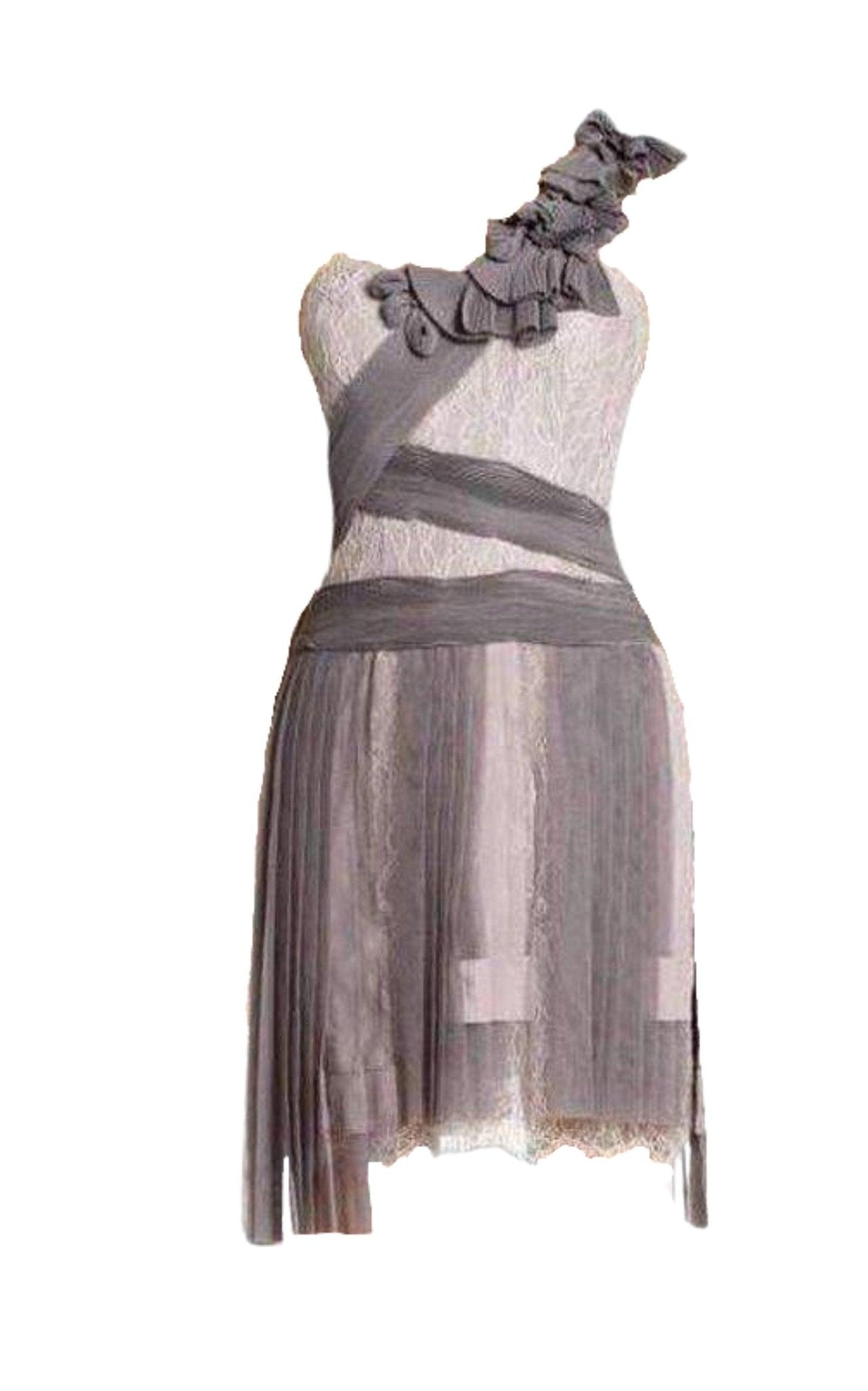 BCBGMAXAZRIA Pleated Contrast Lace Dress - Runway Catalog