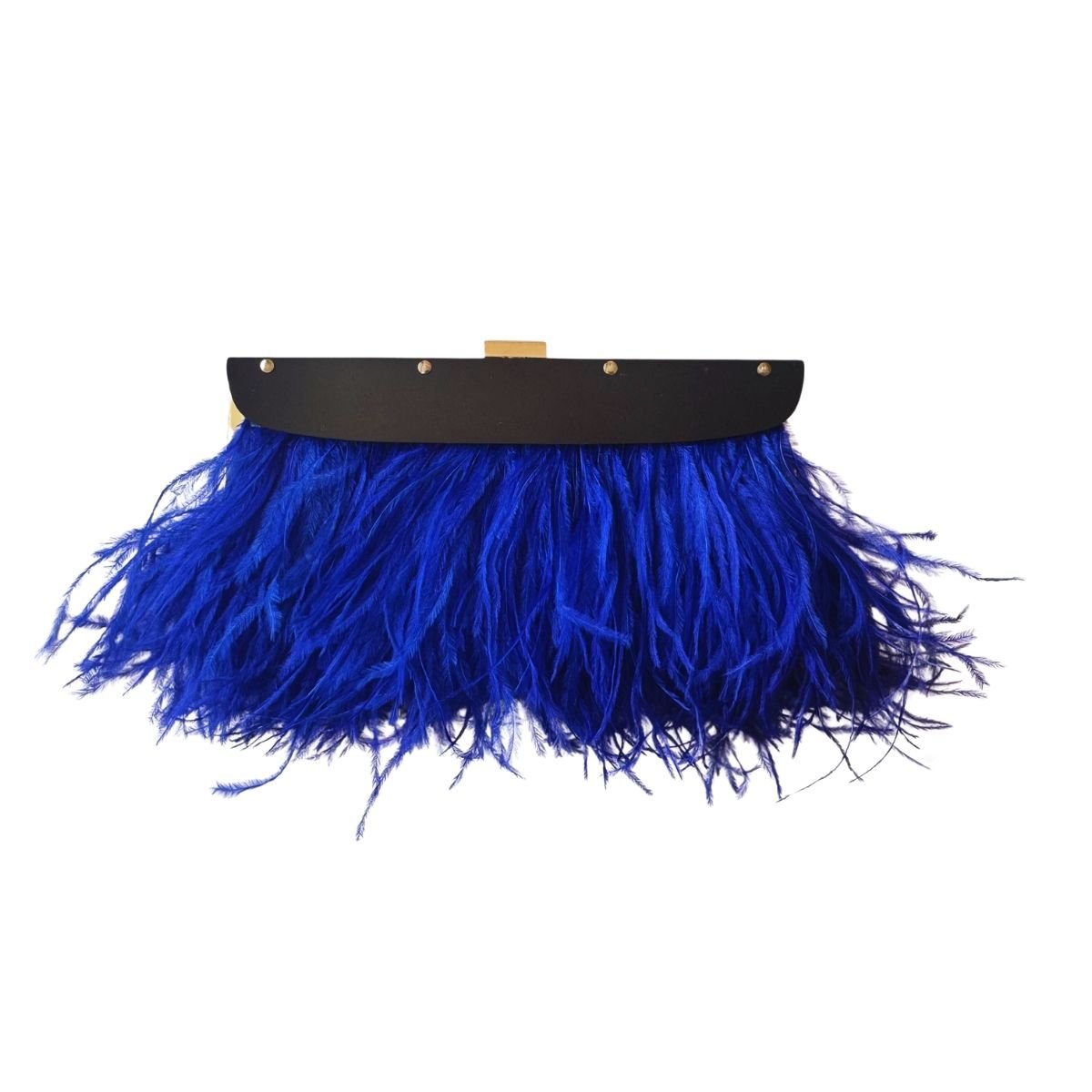 BCBGMAXAZRIA Blue Portia Feather-Trim Lucite Clutch – Runway Catalog