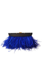BCBGMAXAZRIA Portia Blue Feather - Trim Lucite Clutch - Runway Catalog
