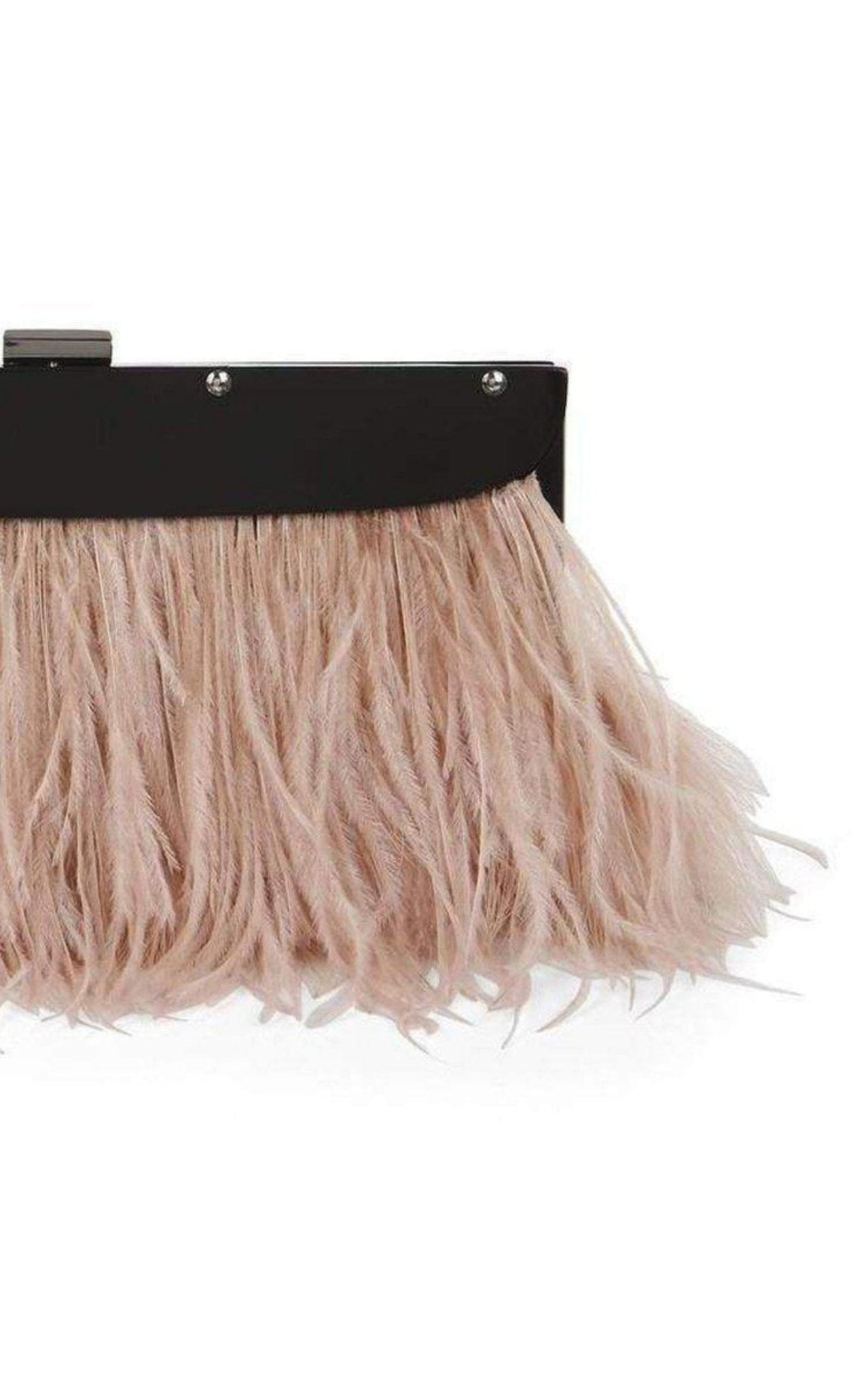 BCBGMAXAZRIA Portia Feather – Clutch mit Lucite-Besatz – Runway-Katalog