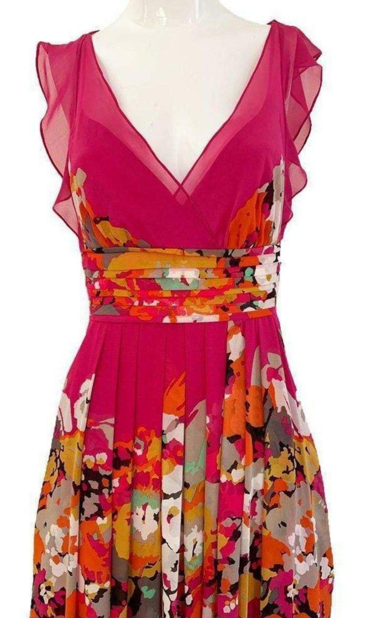 Printed Silk V-Neck Maxi Dress