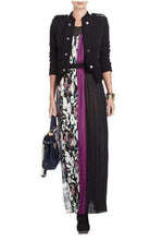 BCBGMAXAZRIA Purple Cerise Pleated Color Block Dress - Runway Catalog