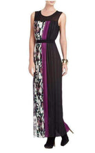 BCBGMAXAZRIA Purple Cerise Pleated Color Block Dress - Runway Catalog