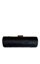 BCBG Max Azria black quilted satin cylinder