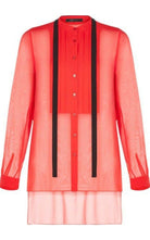 BCBGMAXAZRIA Red Berry Kristian Pleated Button - Up Shirt - Runway Catalog