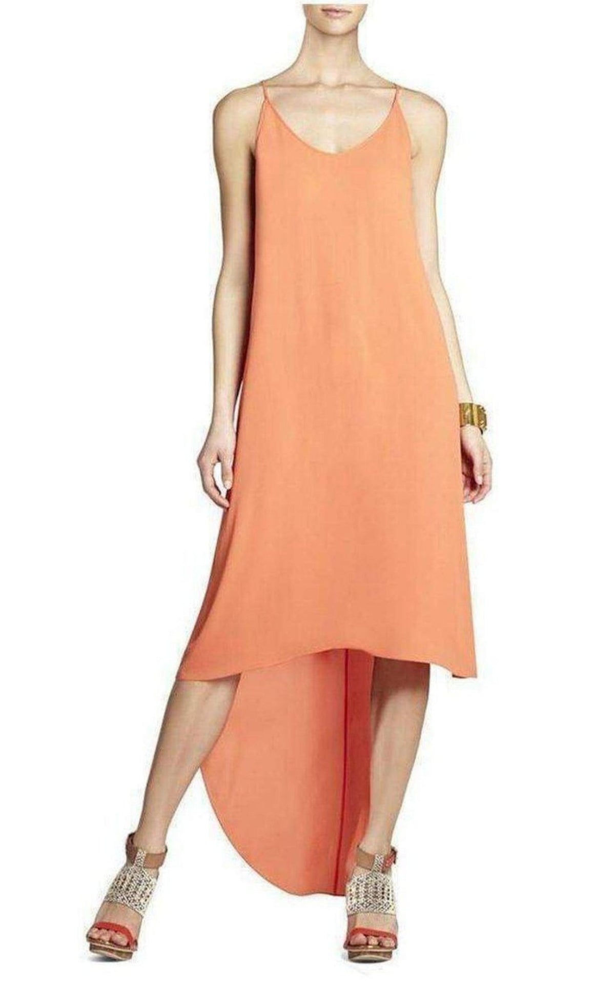 bcbg orange dress BCBGMAXAZRIA Rory Sleeveless With High-Low Hem White Satin Dresses - textured maxi dress features minimalist black dress Size:3XL USA