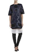 BCBGMAXAZRIA Runway Blue Faux Leather Patch Luella Tunic Dress - Runway Catalog