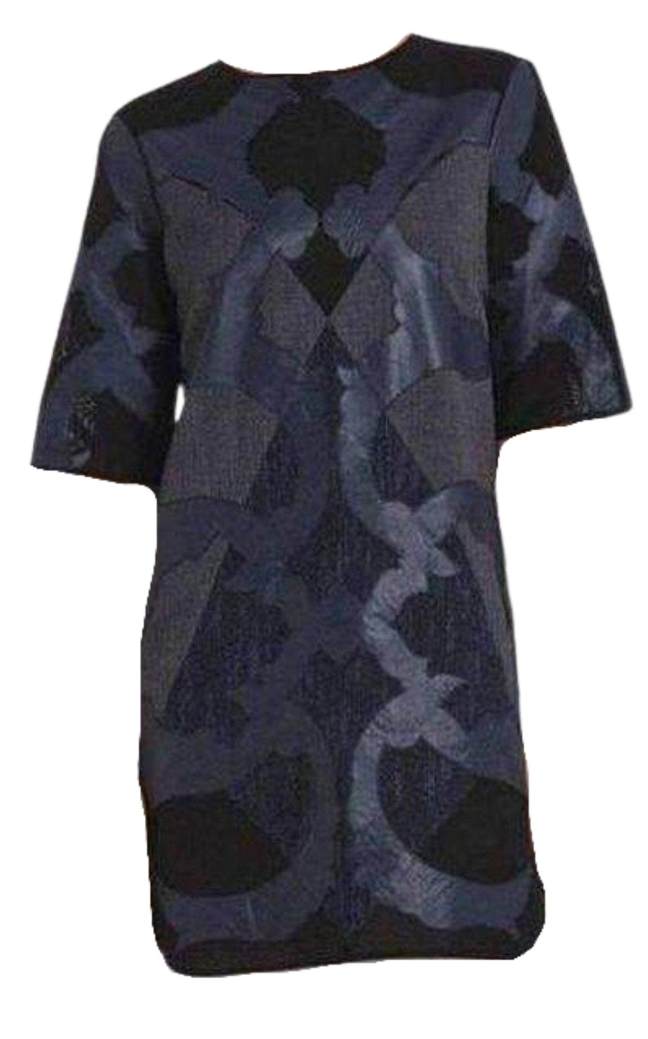 BCBGMAXAZRIA Runway Blue Faux Leather Patch Luella Tunic Dress - Runway Catalog
