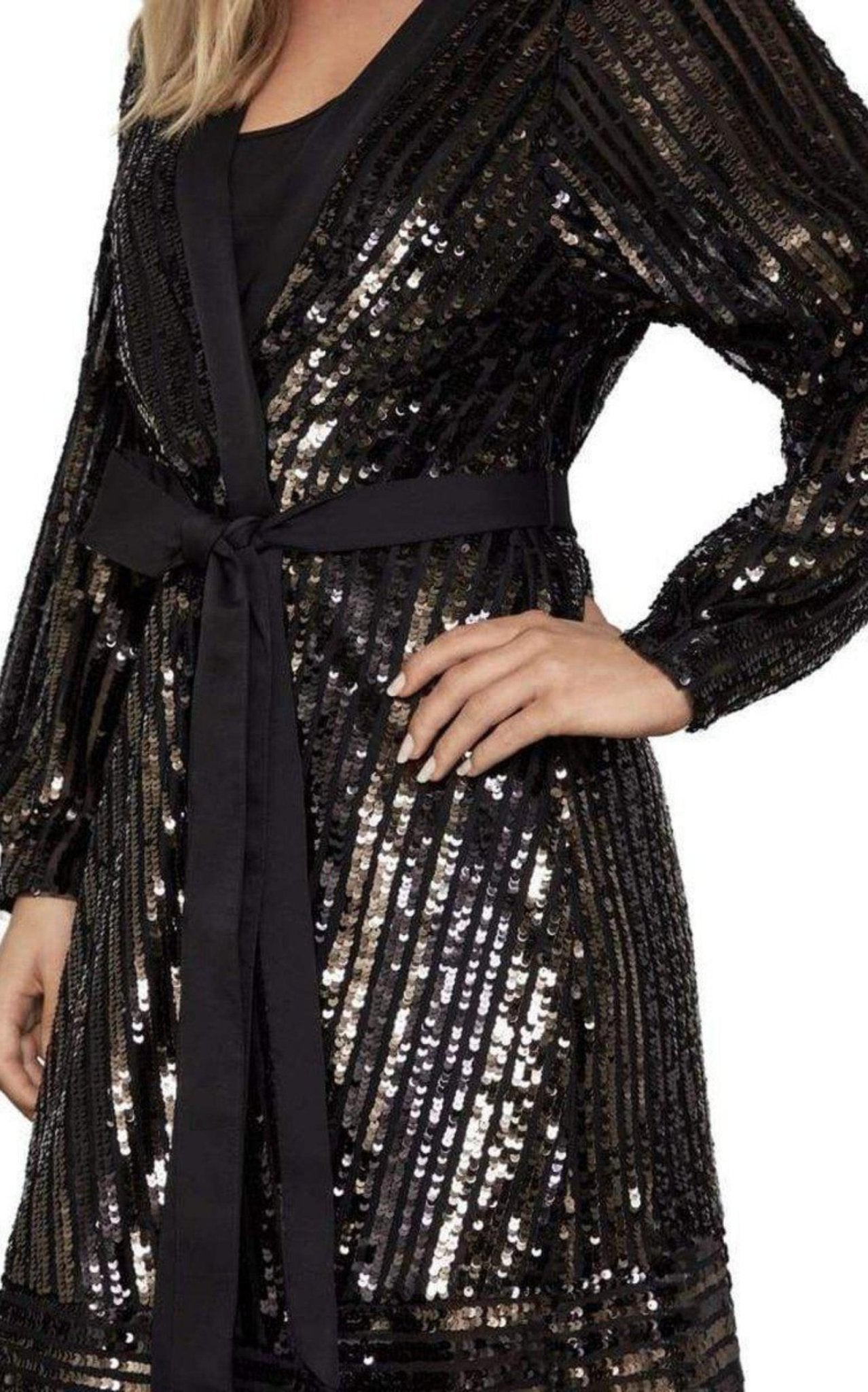 BCBGMAXAZRIA Sequin Wrap Dress - Runway Catalog