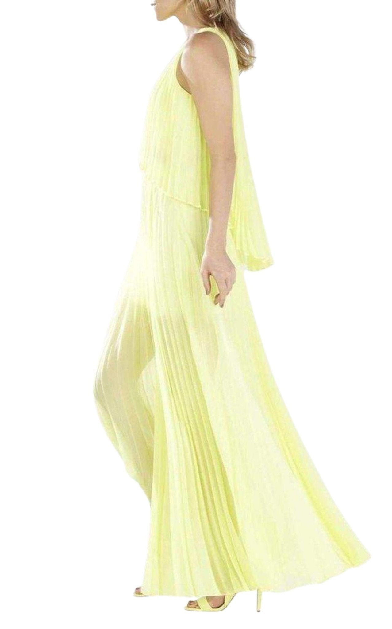BCBGMAXAZRIA Shaina Citron Sleeveless Pleated Gown - Runway Catalog