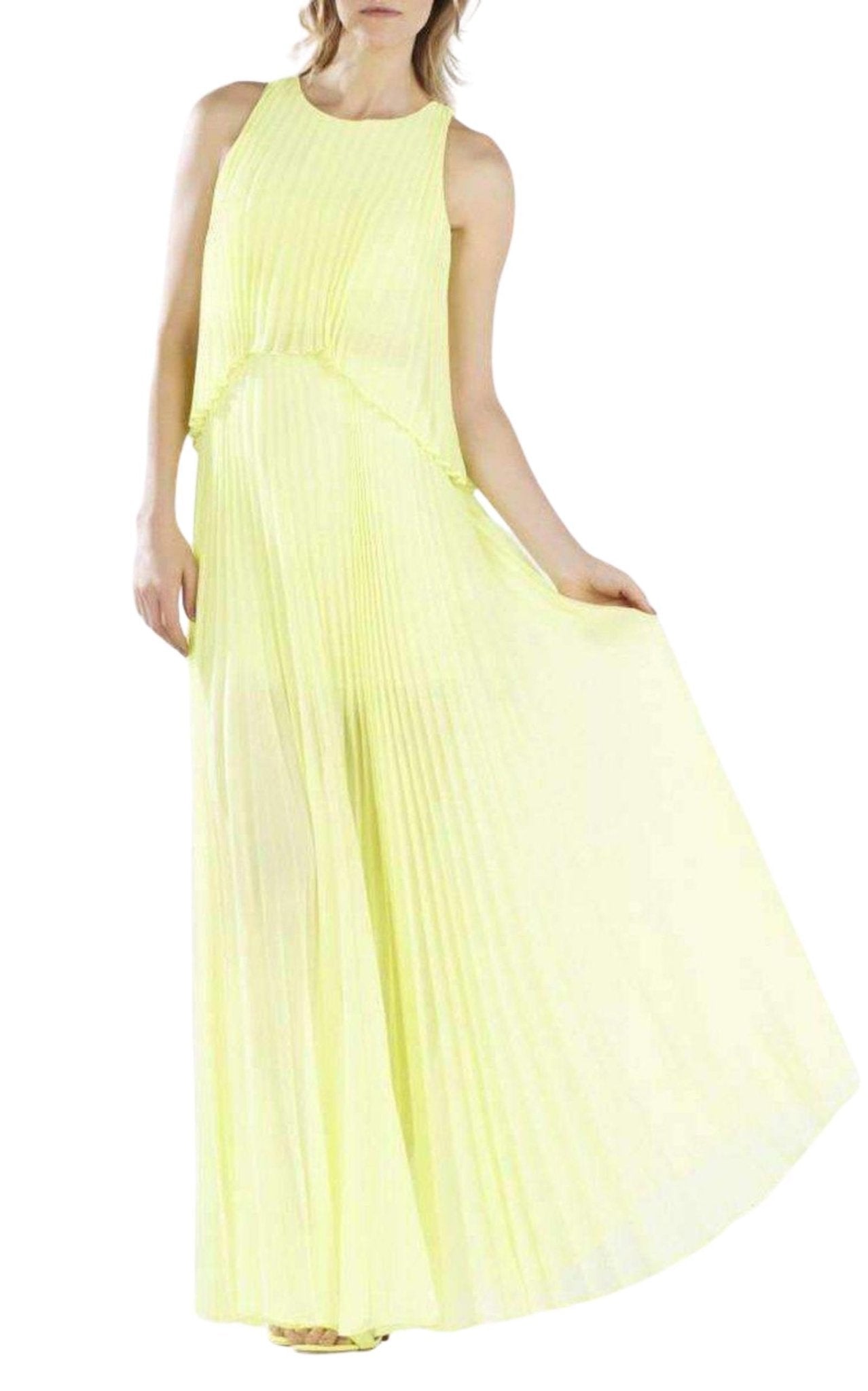BCBGMAXAZRIA Shaina Citron Sleeveless Pleated Gown - Runway Catalog