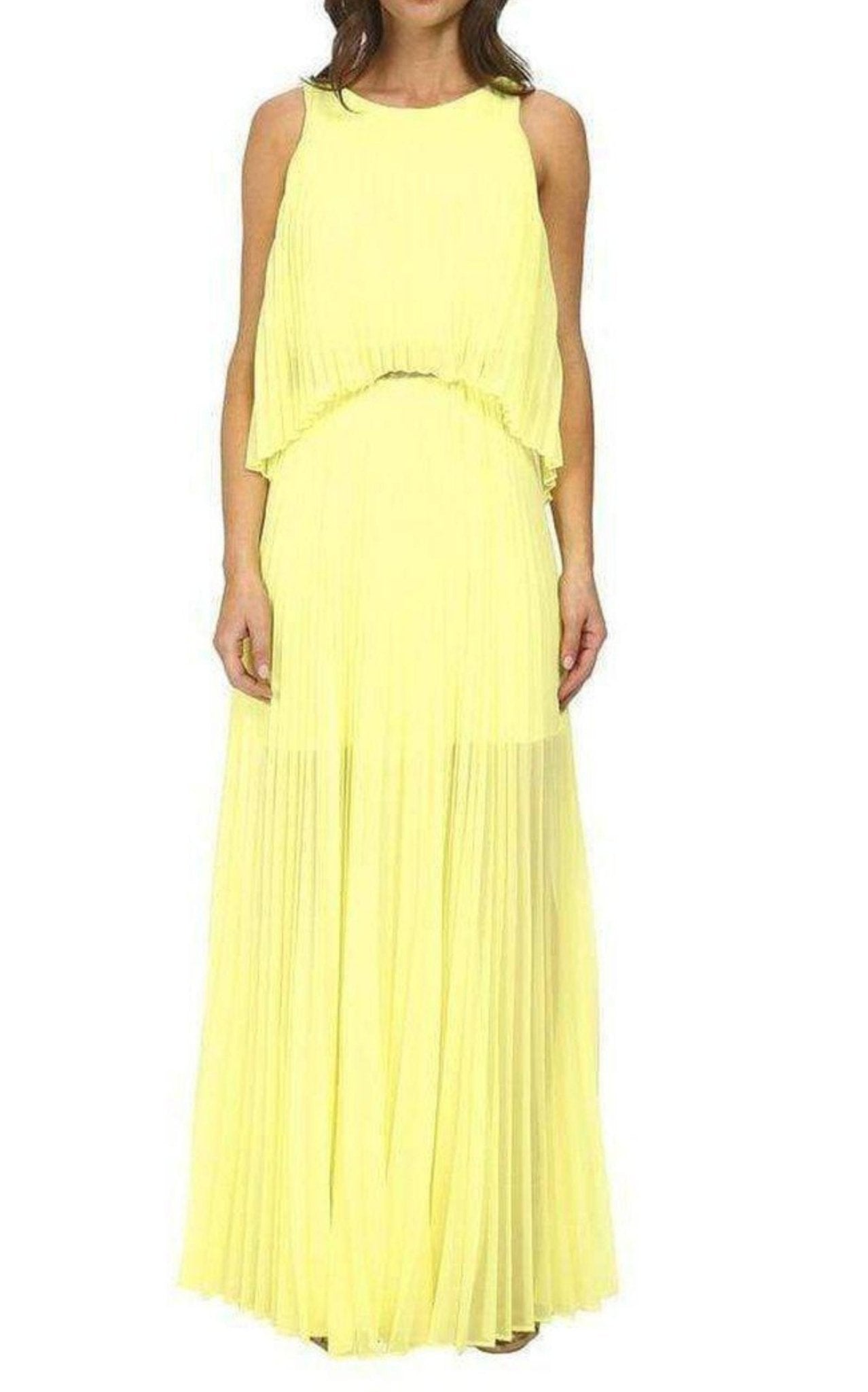 BCBGMAXAZRIA Shaina Citron Sleeveless Pleated Gown - Runway Catalog