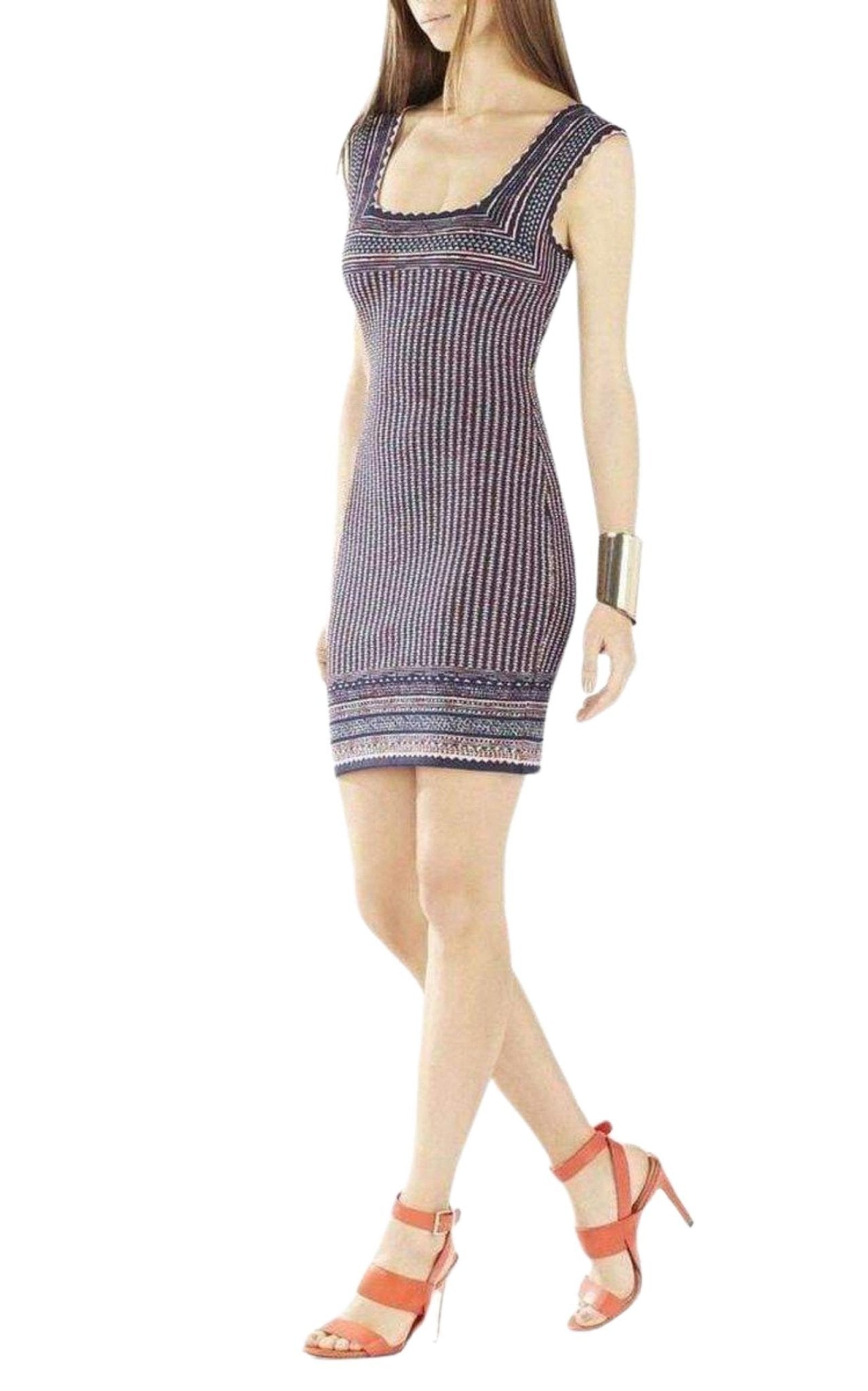 BCBGMAXAZRIA Sheina Jacquard Square Neck Dress - Runway Catalog