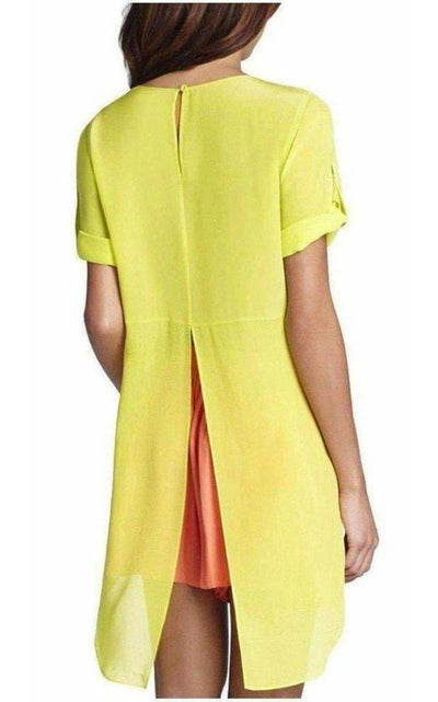 BCBGMAXAZRIA Silk Lemongrass Caterina Split Back Top - Runway Catalog