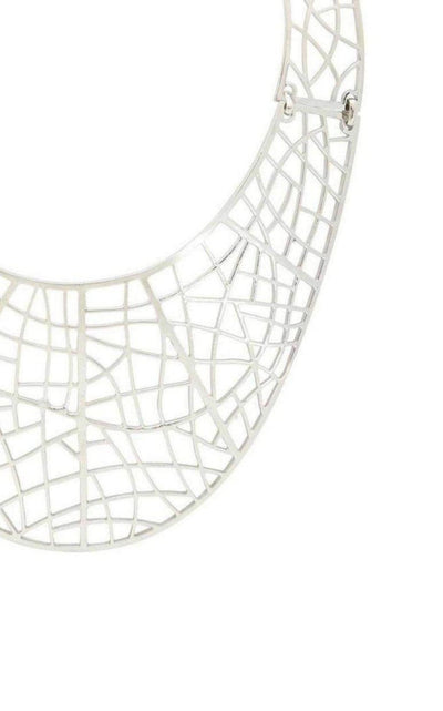 BCBGMAXAZRIA Silver Filigree Plate Necklace - Runway Catalog
