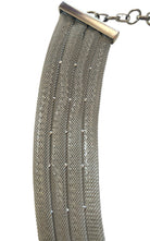 BCBGMAXAZRIA silver multi-strand mesh statement necklace with delicate bead accents