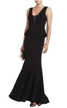 BCBGMAXAZRIA Silvia Ärmelloses Peplum-Langkleid – Laufsteg-Katalog