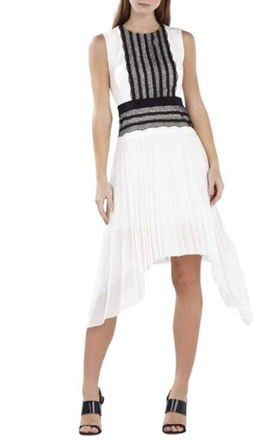 BCBGMAXAZRIA Sleeveless Pleated - Skirt Lace - Trim Dress - Runway Catalog