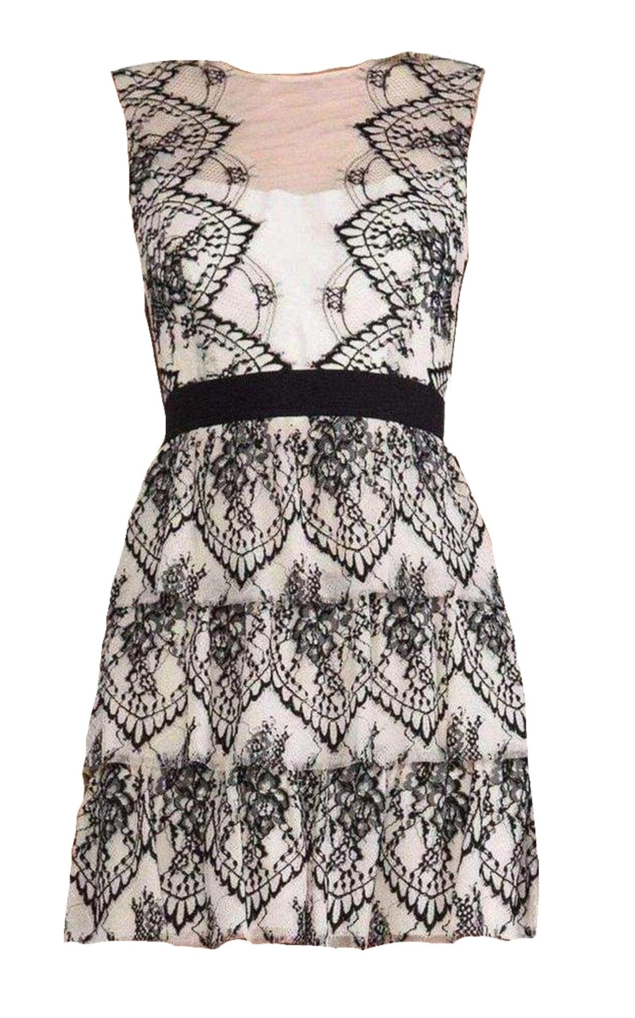 BCBGMAXAZRIA Sleeveless Scalloped Lace Dress - Runway Catalog