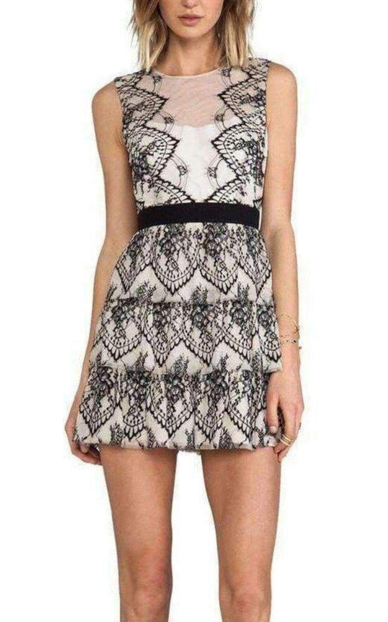 BCBGMAXAZRIA Sleeveless Scalloped Lace Dress – Runway Catalog
