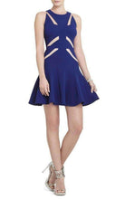 BCBGMAXAZRIA Solie Tulle Insert Cut Out Blue Dress - Runway Catalog