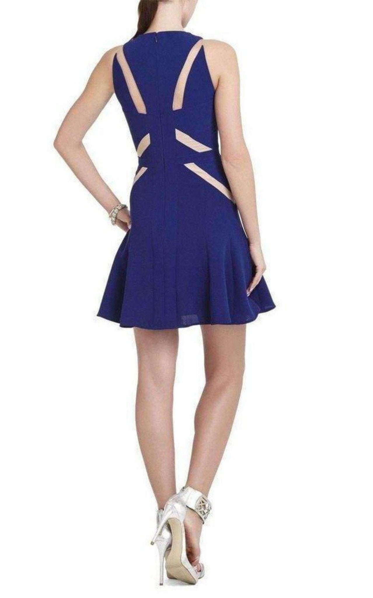 BCBGMAXAZRIA Solie Tulle Insert Cut Out Blue Dress - Runway Catalog