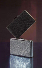 BCBGMAXAZRIA Sonia Silver Crystal Mesh Satin Frame Clutch - Runway Catalog