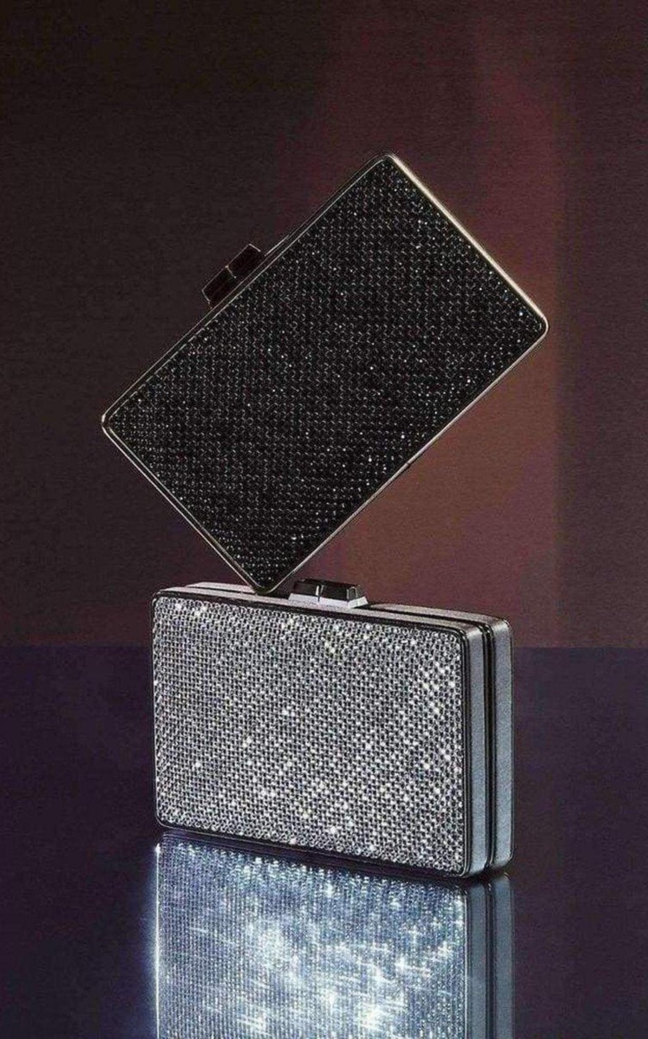 BCBGMAXAZRIA Sonia Silver Crystal Mesh Satin Frame Clutch - Runway Catalog