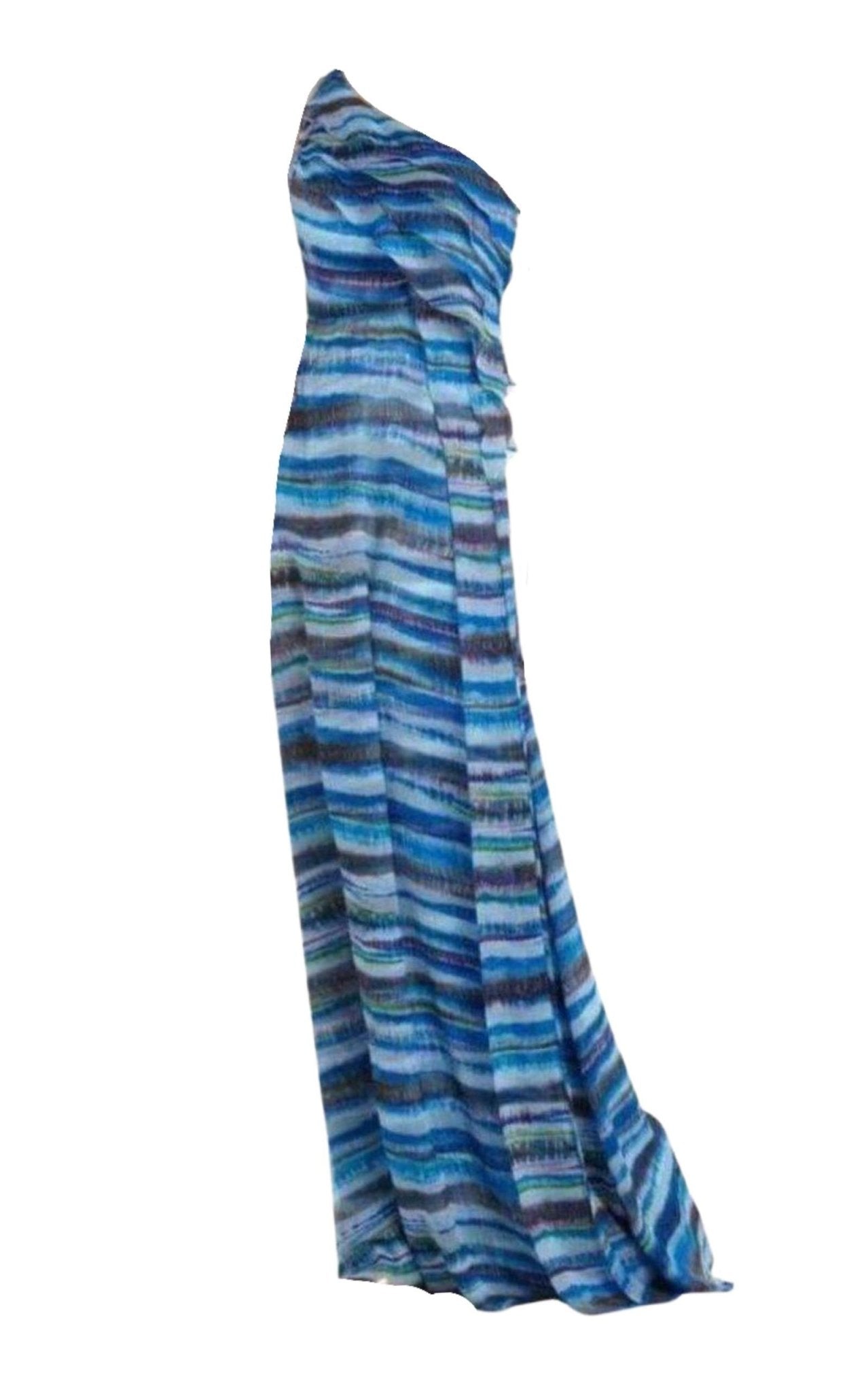 BCBGMAXAZRIA Stella One Shoulder Dreamy Print Silk Dress - Runway Catalog