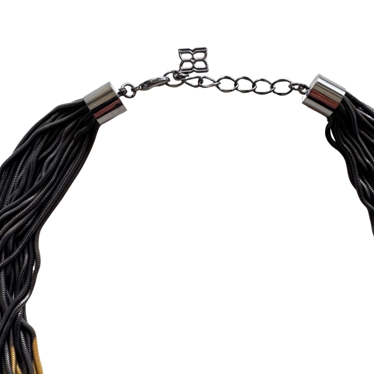 BCBGMAXAZRIA two-tone layered chain statement necklace in gold and gunmetal finishes