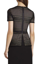 BCBGMAXAZRIA Vicktoria Mixed - Knit Peplum Top - Runway Catalog