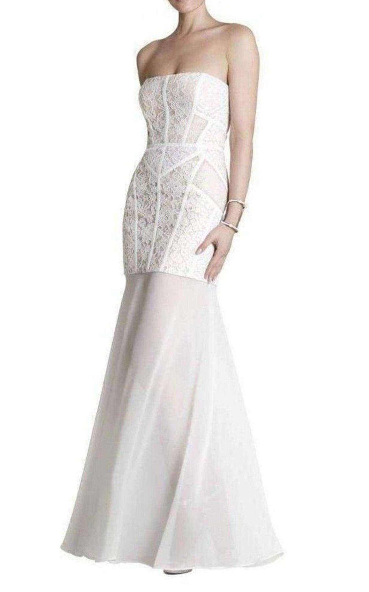 BCBGMAXAZRIA Vivienne Lace Blocked Strapless Dress - Runway Catalog