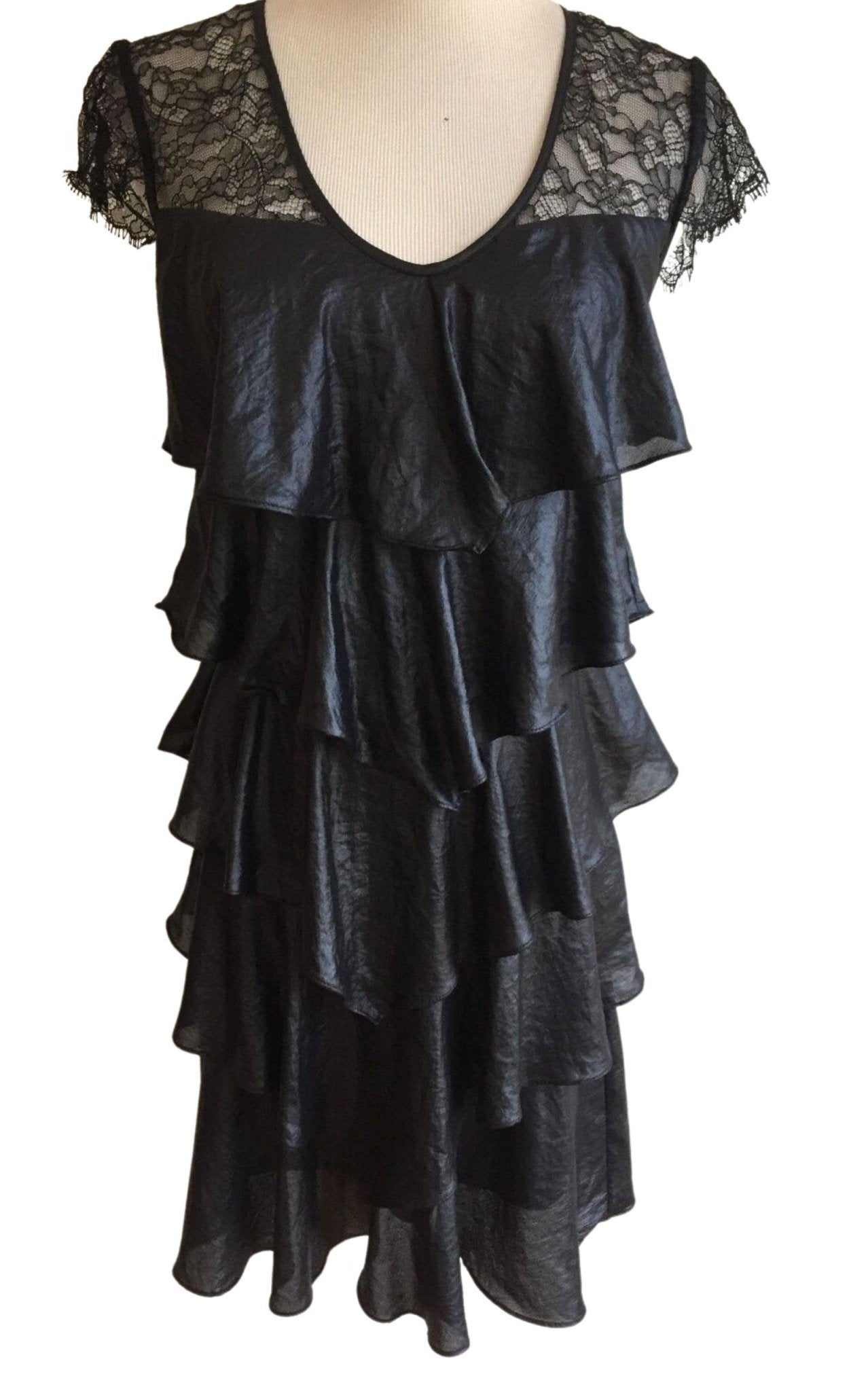 BCBGMAXAZRIA Woven Tiered Lace Dress - Runway Catalog