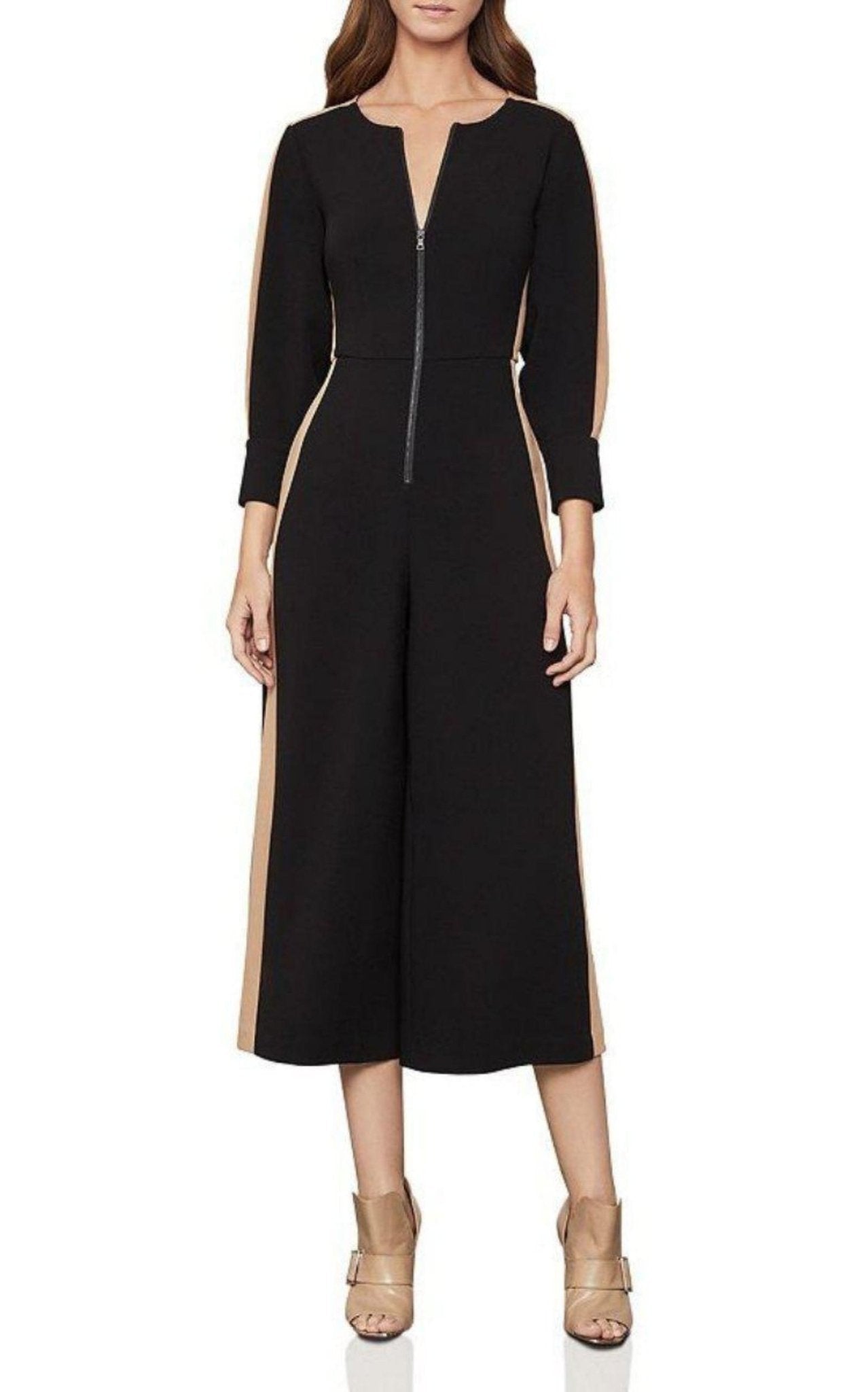 BCBGMAXAZRIA Zip-front Cropped Wide Leg Jumpsuit