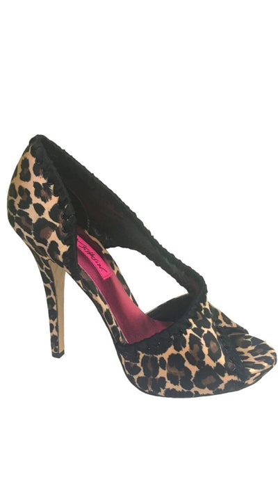 Betsey Johnson Walter Satin Leopard Print Pumps - Runway Catalog