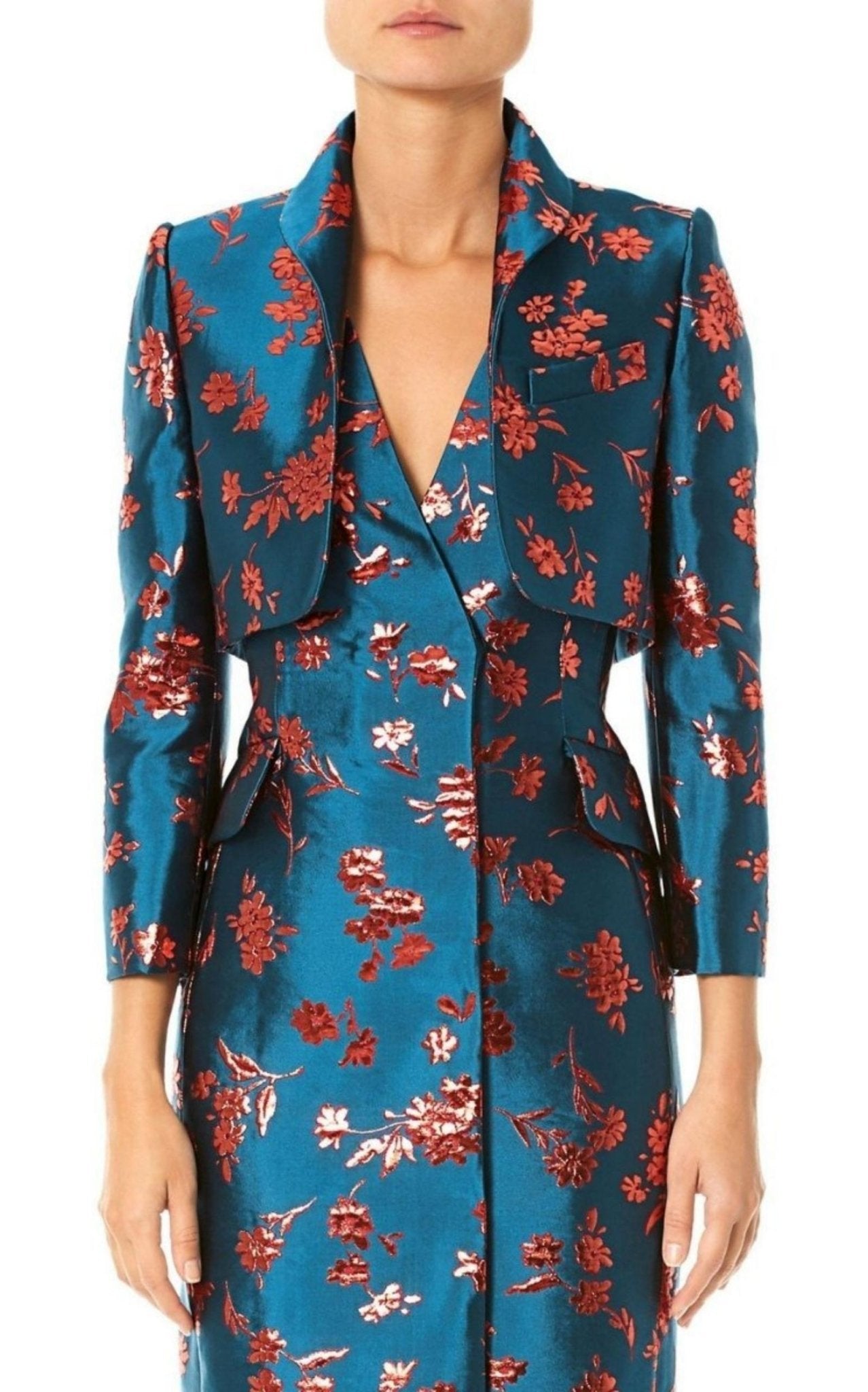 Carolina Herrera Floral Cropped Bolero Jacket - Runway Catalog