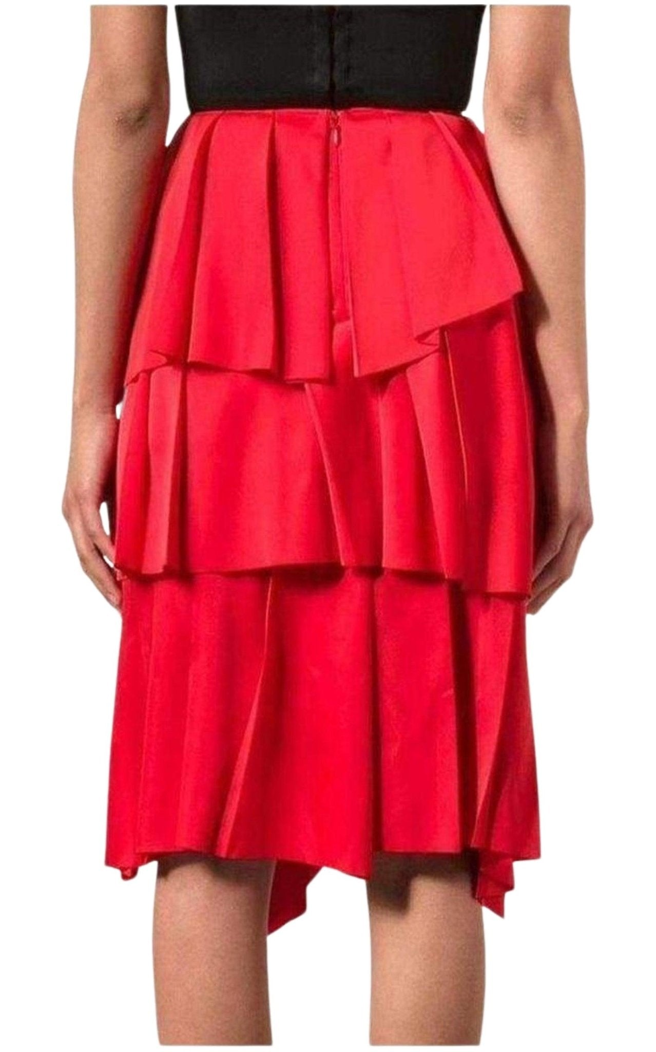 Cedric Charlier Red Draped Ruffled Skirt - Runway Catalog