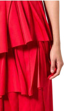 Cedric Charlier Red Draped Ruffled Skirt - Runway Catalog