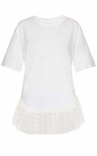 Chloe Lace Trimmed White Short Sleeve T-Shirt - Runway Catalog