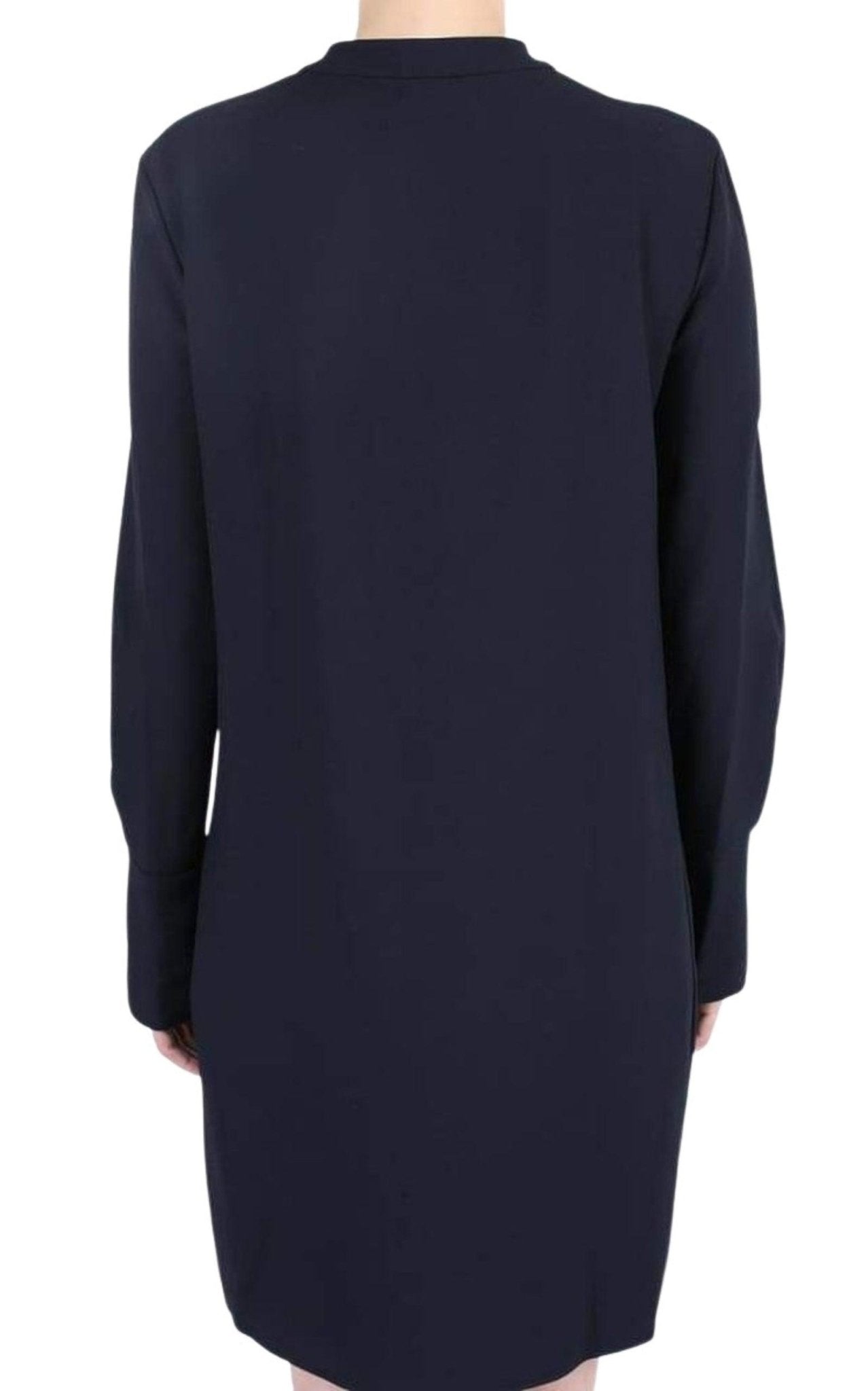 Chloe Neck Tie Shift Black Dress - Runway Catalog