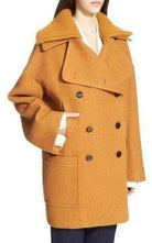 Chloe Rib Knit Collar Double Breasted Wool Coat - Runway Catalog