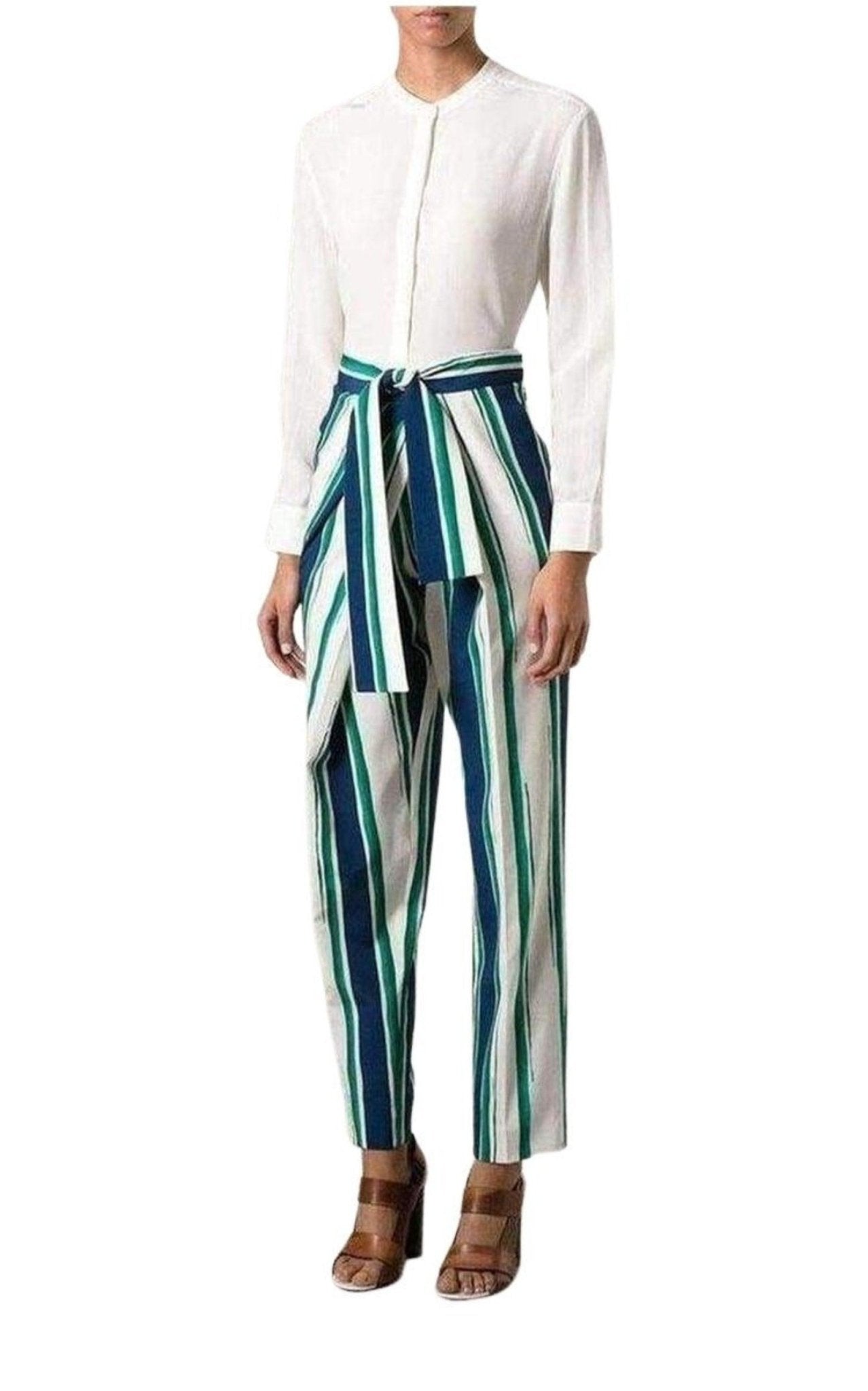 Chloe Striped Sarong Silk Trousers - Runway Catalog