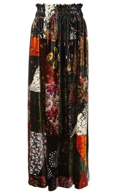 Chloe Velvet Patchwork Silk Blend Maxi Skirt - Runway Catalog
