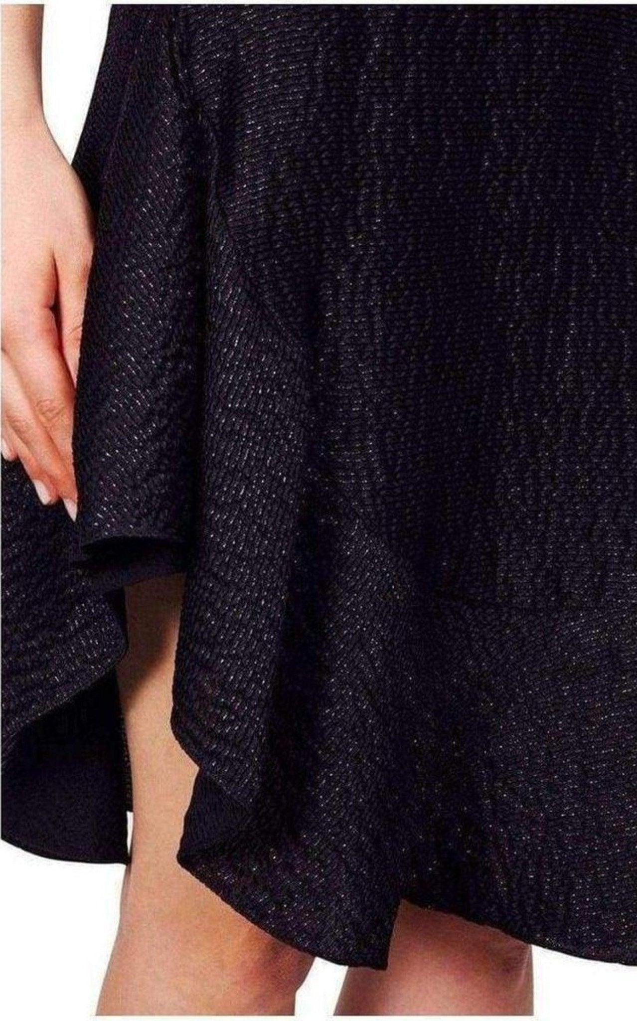 Chloe Wavy Shiny Black Jacquard Skirt - Runway Catalog