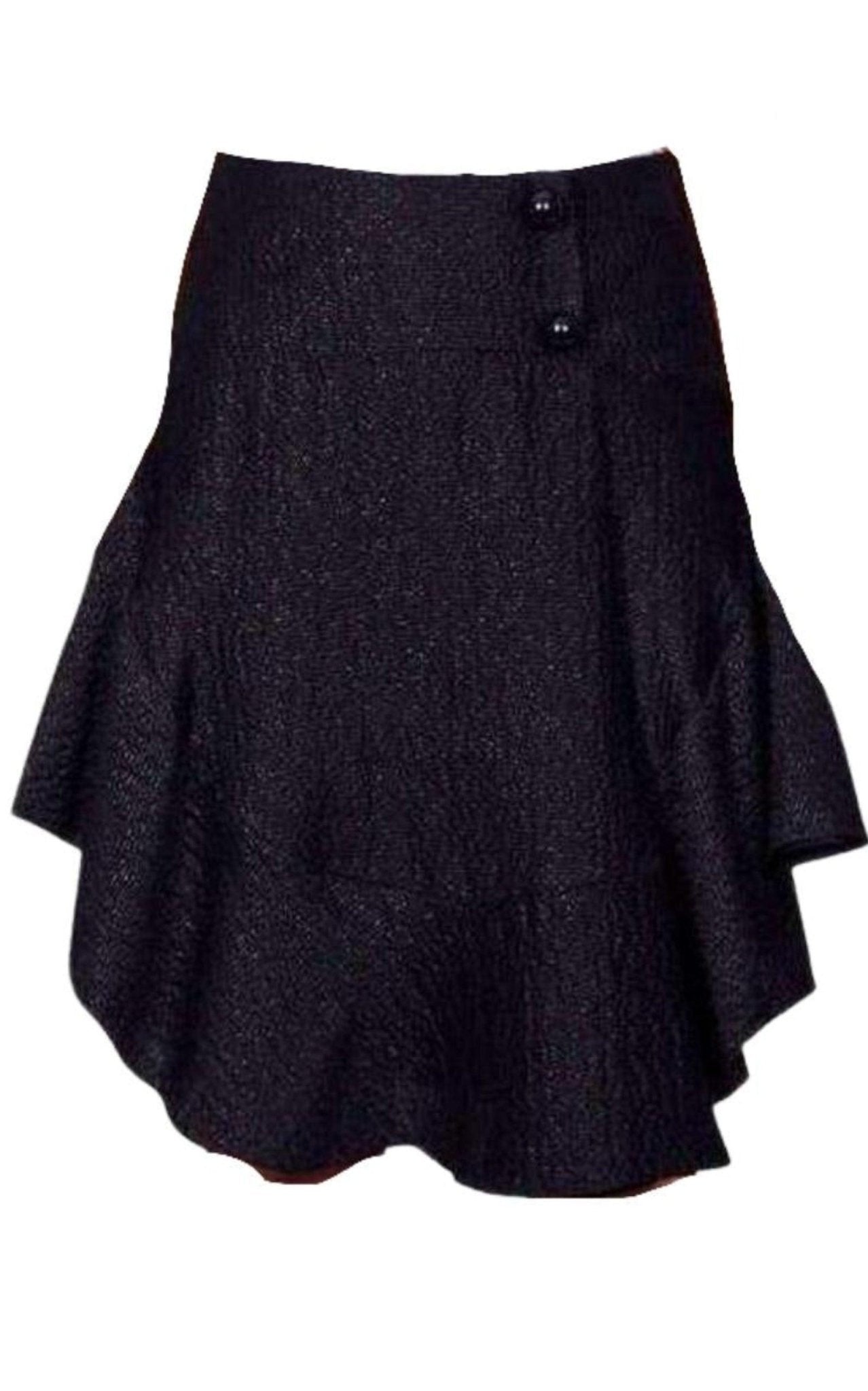 Chloe Wavy Shiny Black Jacquard Skirt - Runway Catalog