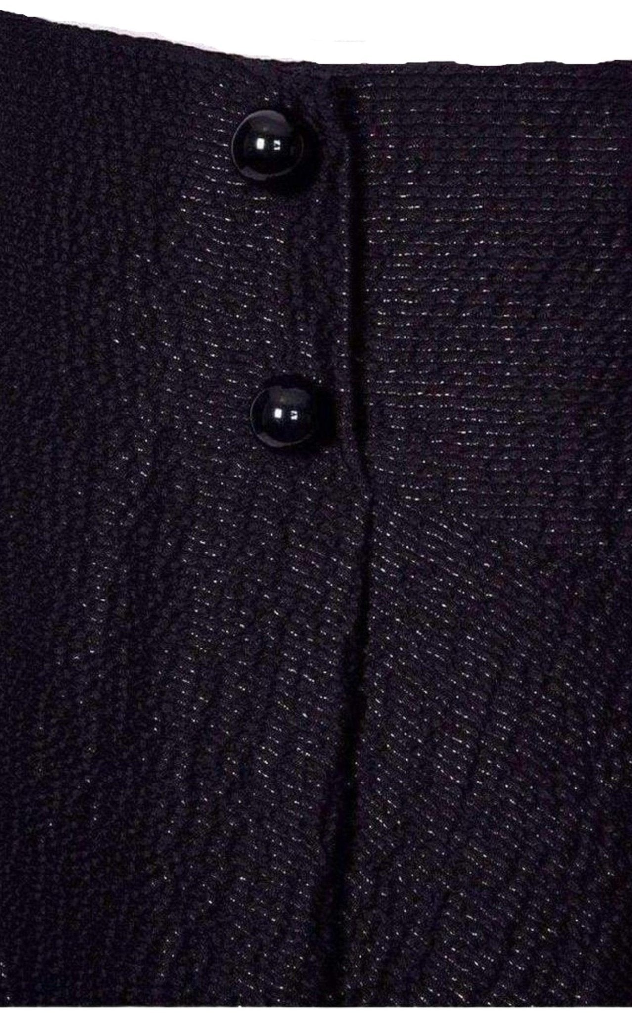 Chloe Wavy Shiny Black Jacquard Skirt - Runway Catalog