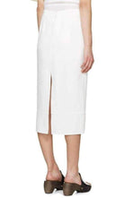 Chloe White Crepe Slit Knee Length Skirt - Runway Catalog