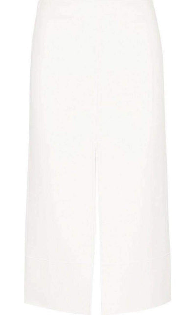 Chloe White Crepe Slit Knee Length Skirt - Runway Catalog